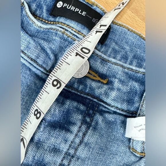 Purple Ripped Distressed Paint Spatter Skinny Jeans- Size 33" x 32" - Picture 14 of 16